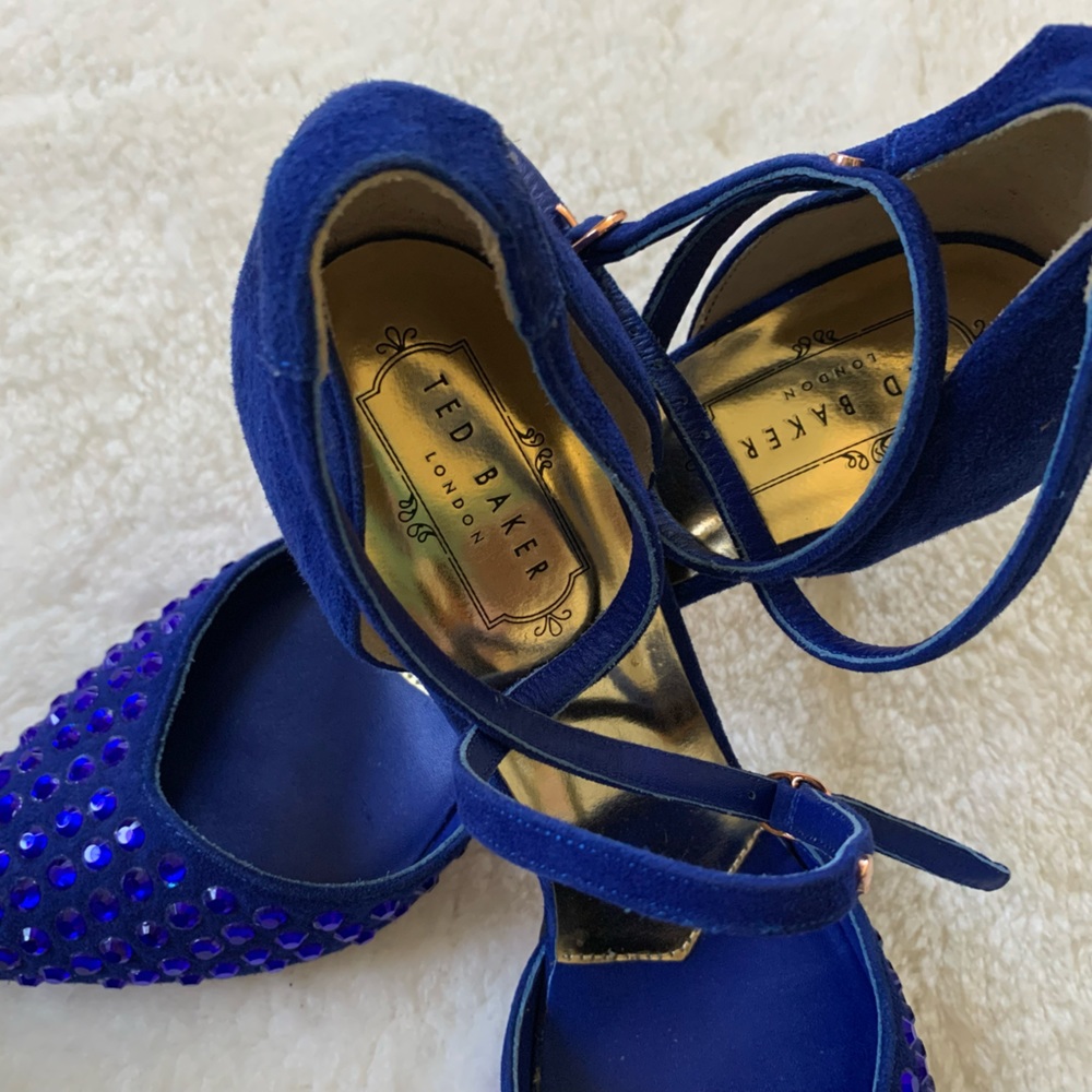 Ted Baker Blue Rhinestone Heels - Picture 3 of 10